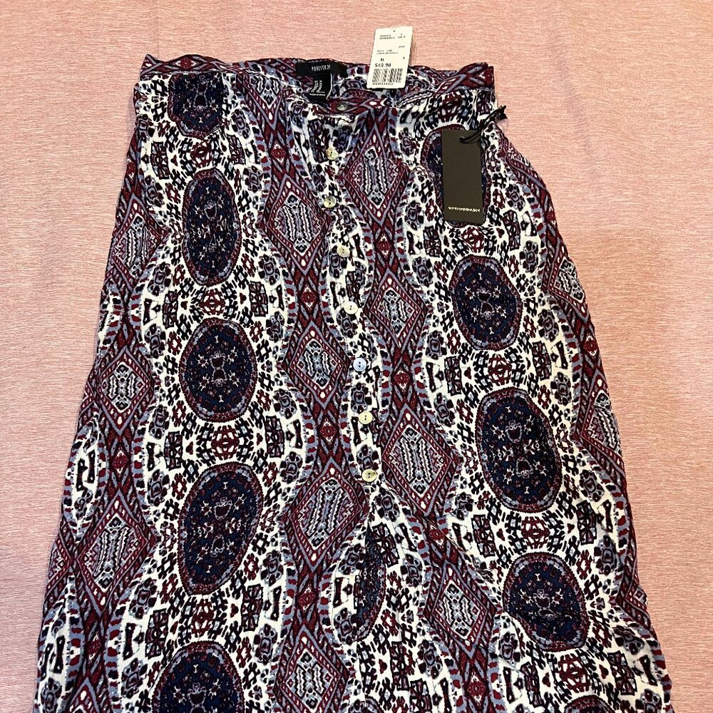 Y2K Vintage Forever 21 Purple Skirt Tribal Print Never Worn New with Tags Medium